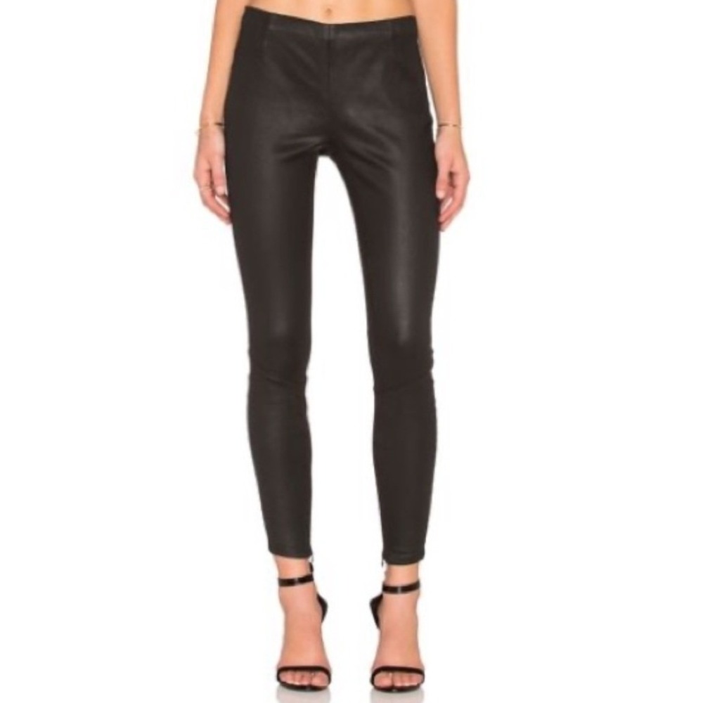 Pam & Gela Black Coated Sateen Legging Size P (XS) Side Zip Ankle Zippers